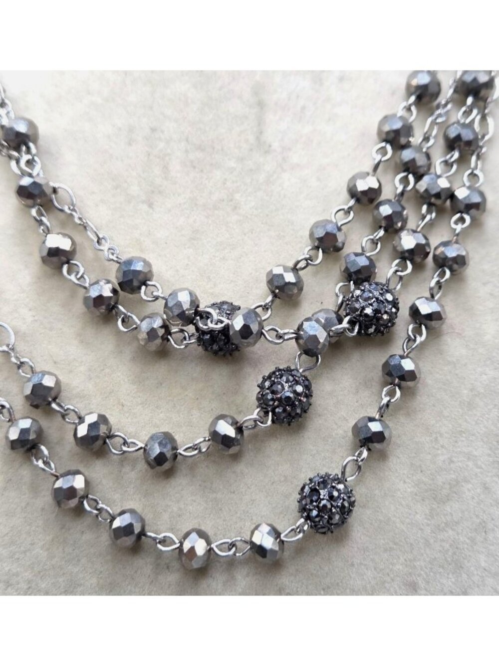 MIxed Media Silver Gray Floating Beads On 46" Chain by INC